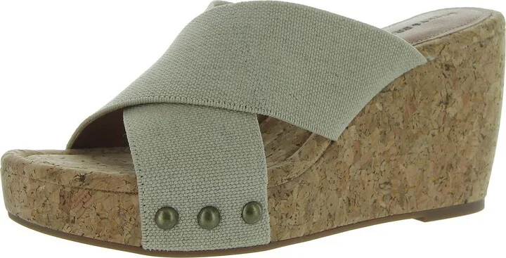 Valmai Womens Cork Square Toe Wedge Sandals