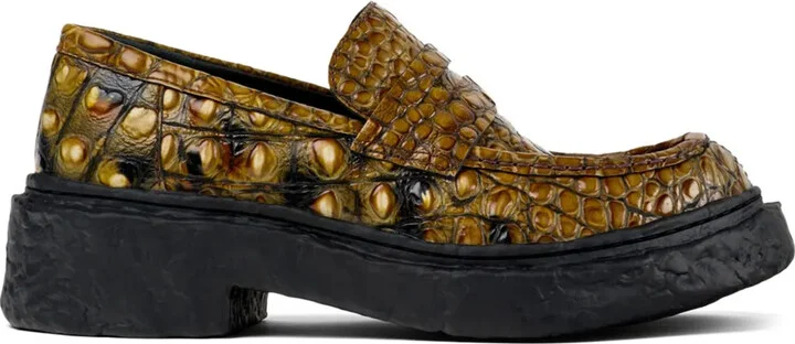 Vamonos croc-effect leather loafers