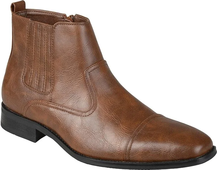 Vance Co. Alex Chelsea Boot Men's Shoes Brown Faux Leather : 8.5 W, Synthetic