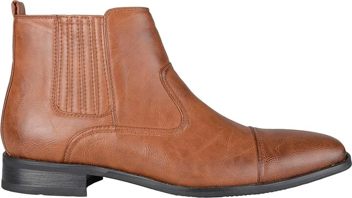 Vance Co. Alex Chelsea Boot Men's Shoes Tan Faux Leather : 8 W, Synthetic - Image 4
