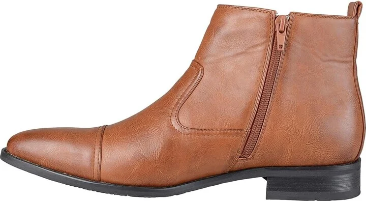 Vance Co. Alex Chelsea Boot Men's Shoes Tan Faux Leather : 8 W, Synthetic - Image 6