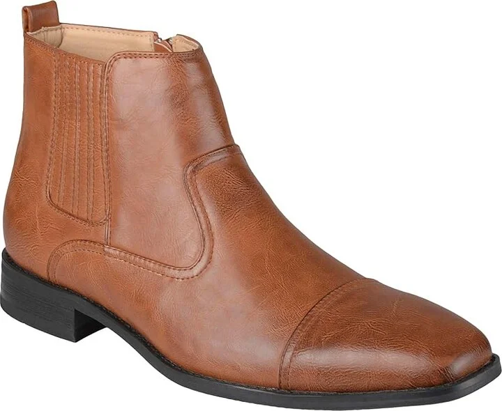 Vance Co. Alex Chelsea Boot Men's Shoes Tan Faux Leather : 8 W, Synthetic