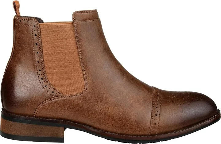 Vance Co. Garrett Cap Toe Chelsea Boot Men's Shoes Tan Man-made : 8 W, Synthetic - Image 4