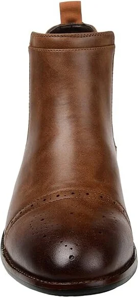Vance Co. Garrett Cap Toe Chelsea Boot Men's Shoes Tan Man-made : 8 W, Synthetic - Image 5