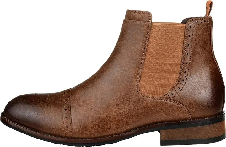 Vance Co. Garrett Cap Toe Chelsea Boot Men's Shoes Tan Man-made : 8 W, Synthetic - Image 6