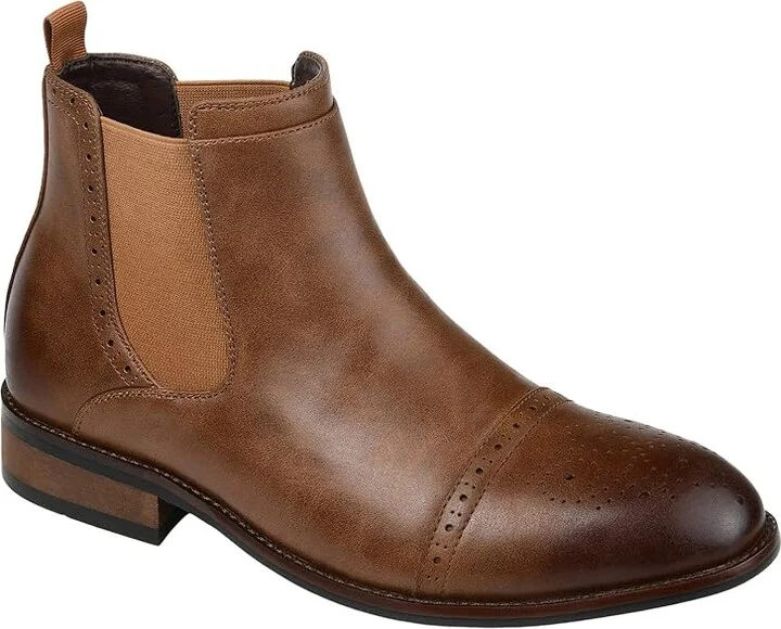 Vance Co. Garrett Cap Toe Chelsea Boot Men's Shoes Tan Man-made : 8 W, Synthetic