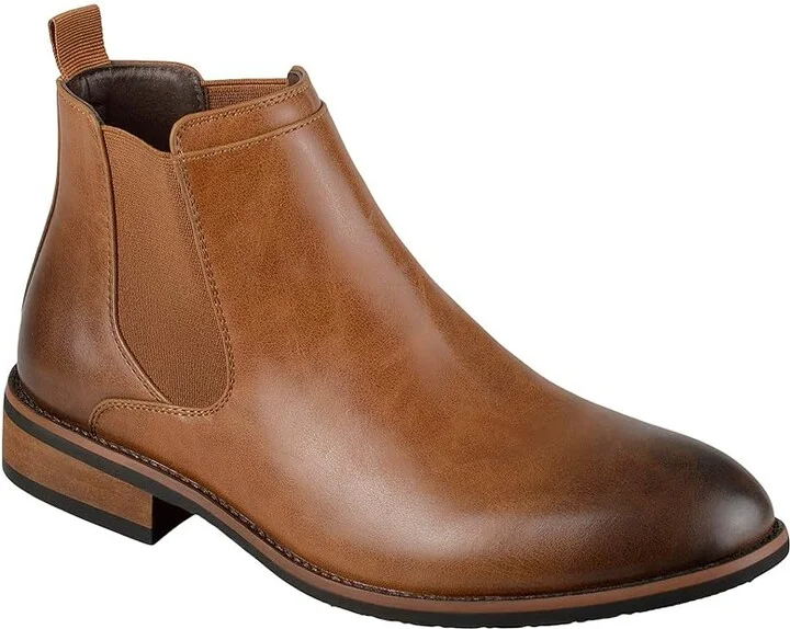 Vance Co. Landon Chelsea Dress Boot Men's Shoes Chestnut Faux Leather : 7.5 M, Synthetic