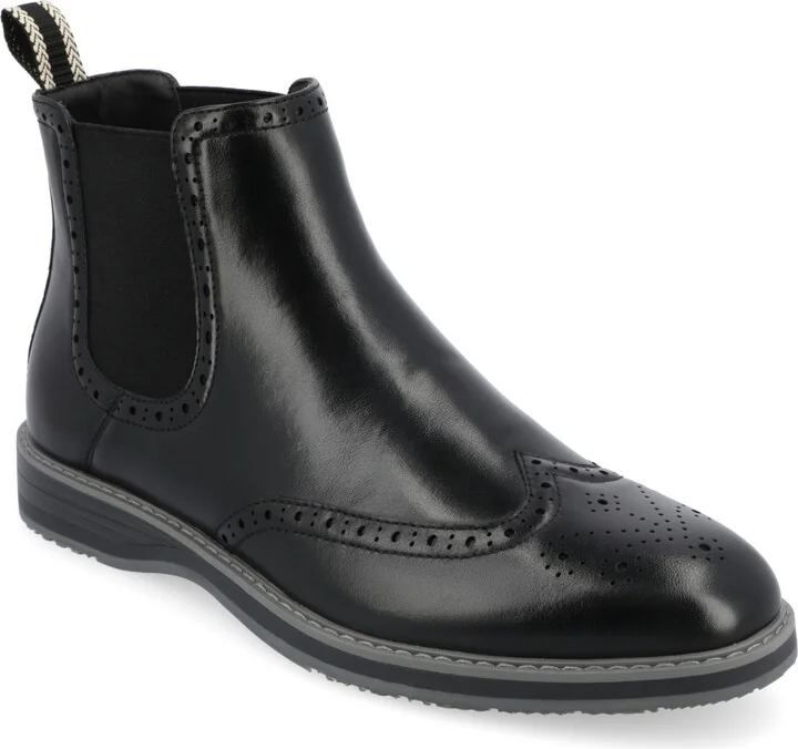Vance Co. Men's Thorpe Tru Comfort Foam Wingtip Slip-On Chelsea Boots