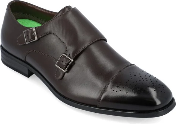 Vance Mens Atticus Double Monk Strap Dress Shoe Brown