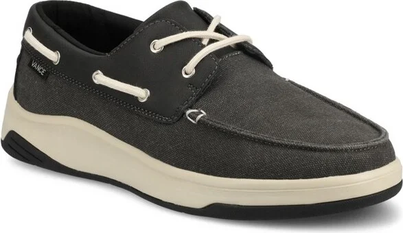 Vance Mens Catamaran Lace-up Low Top Boat Shoe Sneaker, Black