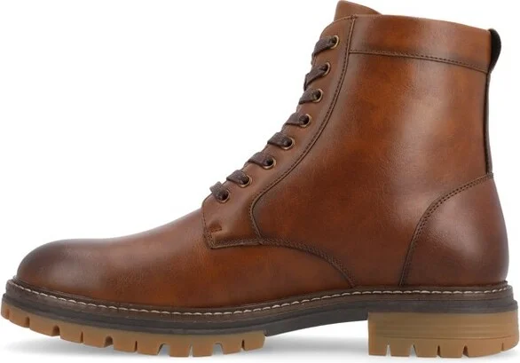 Vance Mens Denver Plain Toe Lace-up Ankle Boot, Brown - Image 2