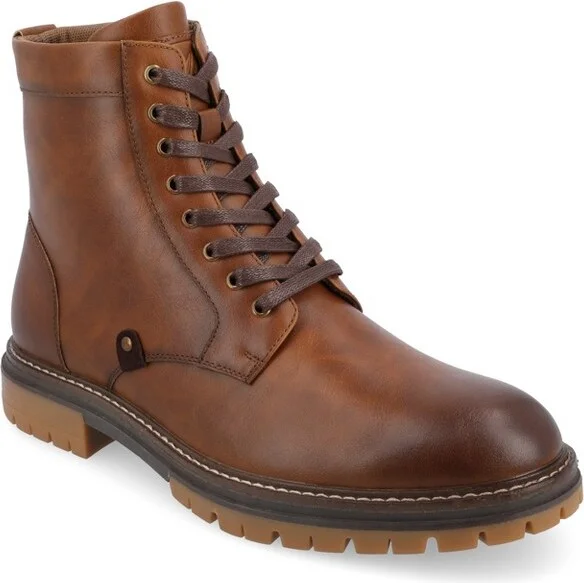 Vance Mens Denver Plain Toe Lace-up Ankle Boot, Brown