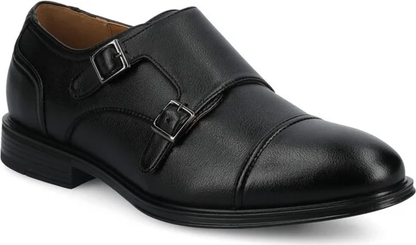 Vance Mens Dillon Cap-toe Double Monk Strap Dress Shoe, Black