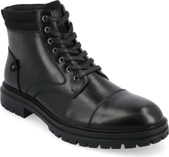 Vance Mens Fegan Cap Toe Lace-up Ankle Boot, Black