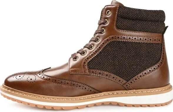 Vance Mens Harlan Wingtip Ankle Boot Brown - Image 2