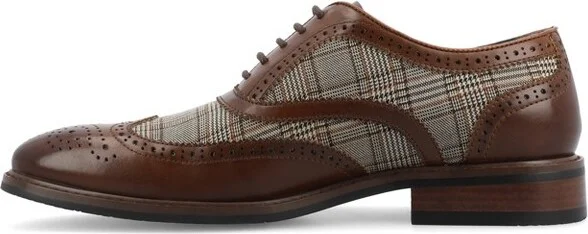 Vance Mens Jerome Wingtip Lace-up Oxford, Brown - Image 2