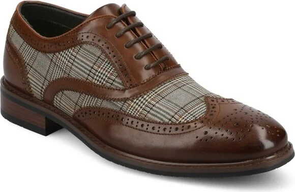 Vance Mens Jerome Wingtip Lace-up Oxford, Brown