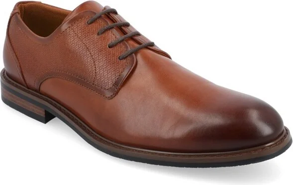 Vance Mens Kendon Plain Toe Lace-up Derby, Cognac