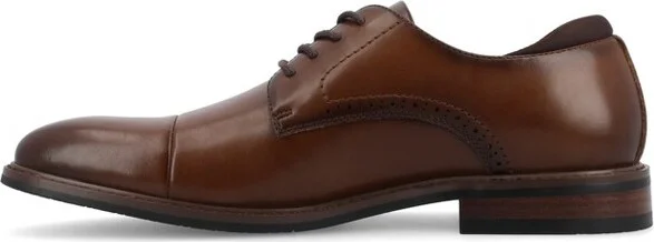 Vance Mens Manning Cap Toe Lace-up Derby, Cognac - Image 2