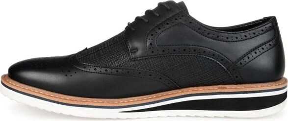 Vance Mens Medium and Wide Width Mens Warrick Wingtip Lace-up Derby Dress Shoe, Black - Image 2