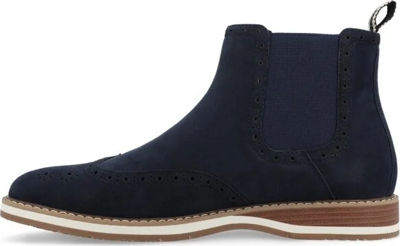 Vance Mens Thorpe Wingtip Slip-on Chelsea Boot, Navy - Image 2