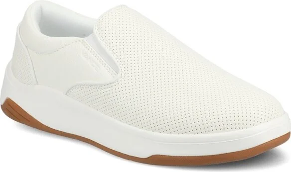 Vance Mens Townes Comfort Perforated Slip-on Sneaker, White