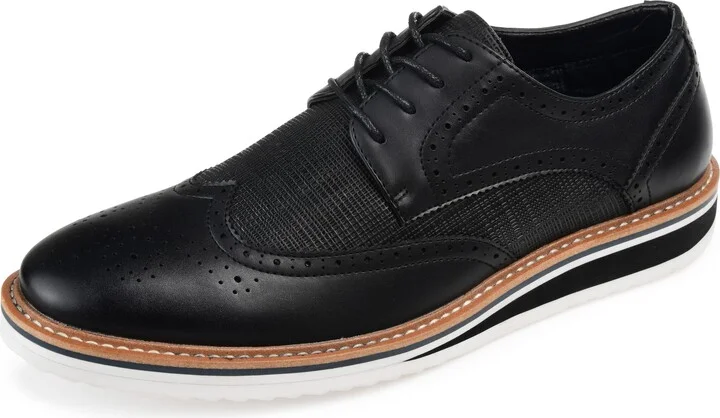 Vance Mens Warrick Wide Width Tru Comfort Foam Wingtip Lace-up Derby Dress Shoe