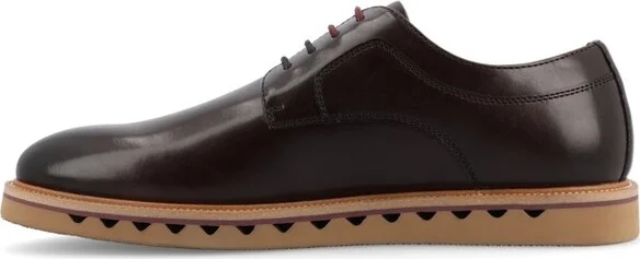 Vance Mens William Plain Toe Lace-up Derby, Cognac - Image 4