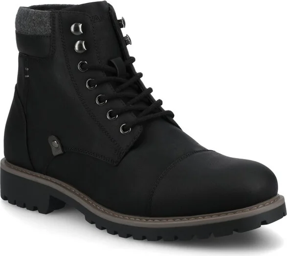 Vance Men's Yukkon Medium and Wide Width Cap Toe Boot, Black