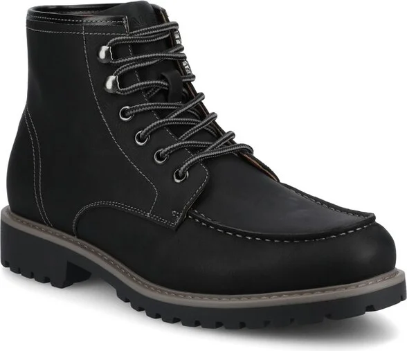 Vance Men's Zeus Medium and Wide Width Moc Toe Boot, Black
