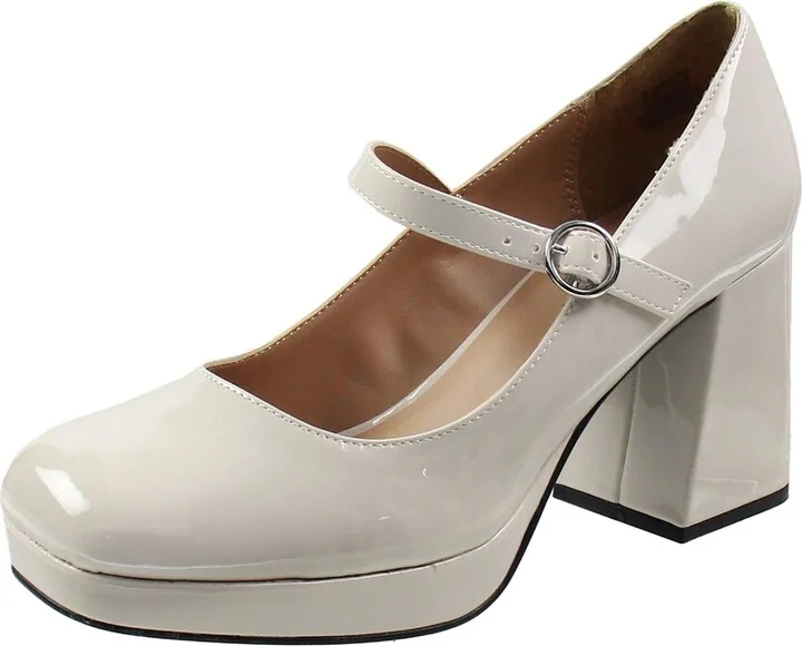 Vaneciaa Womens Buckle Patent Mary Jane Heels