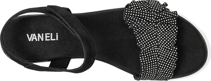 Vaneli Elsbet Women's Sandals Black Suede/Black/White Dots : 6.5 M (B) - Image 2