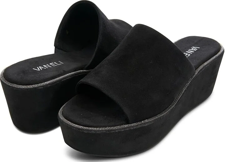 Vaneli Hero Women's Sandals Black Suede : 9.5 M (B), Textile