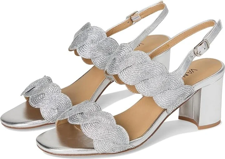 Vaneli Lettie Women's Sandals Silver Weave : 10 N (AA), Leather/Rubber