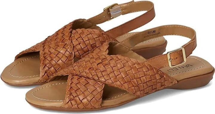 Vaneli Tagus Women's Sandals Camel Burnished Woven : 6.5 M (B), Leather