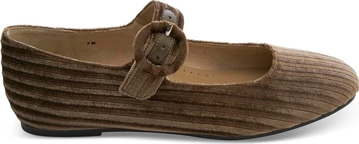 Vaneli Tasja Women's Flat Shoes Moca Stripped Velvet : 7.5 N (AA), Leather - Image 4
