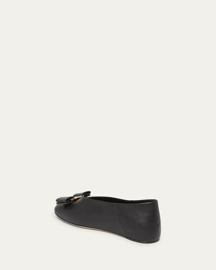Vanna Calfskin Bow Ballerina Flats - Image 3