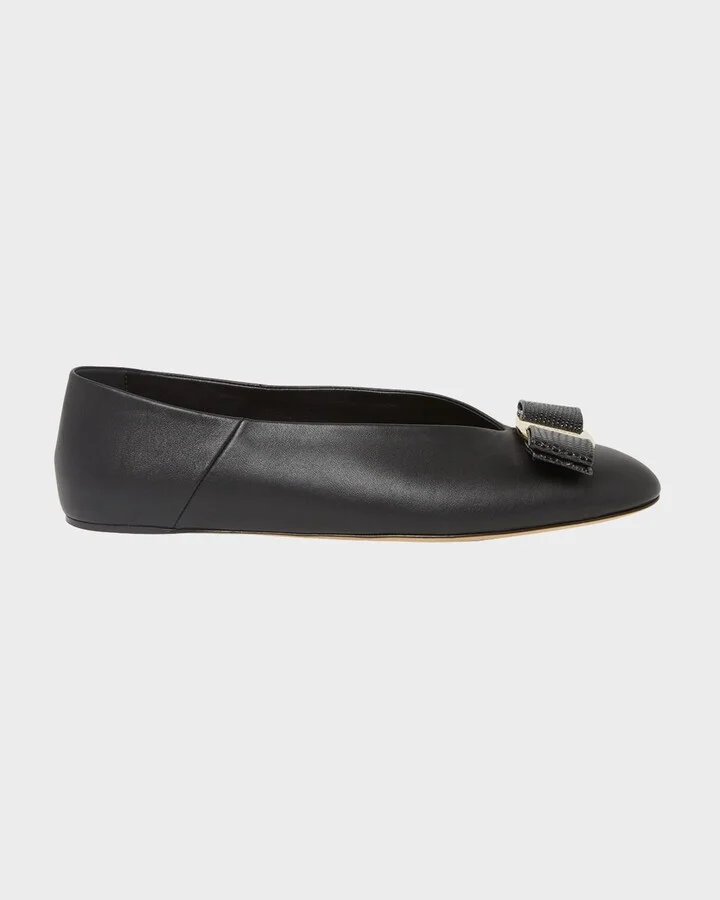 Vanna Calfskin Bow Ballerina Flats