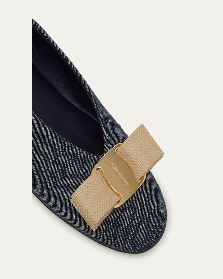 Vanna Denim Bow Ballerina Flats - Image 2