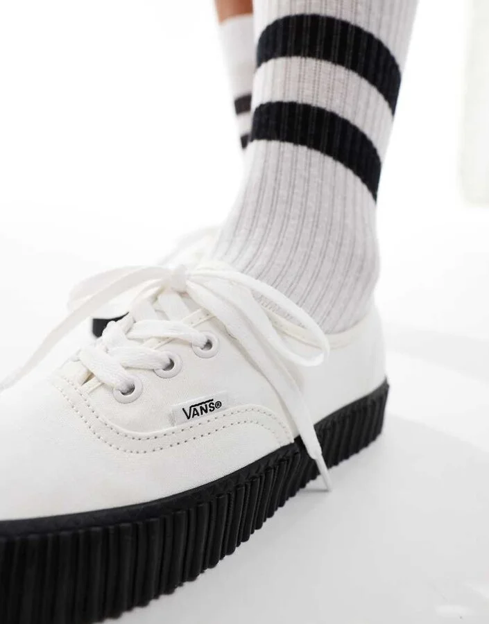Vans Authentic Creeper sneakers in white and black - Image 3