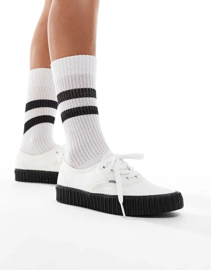 Vans Authentic Creeper sneakers in white and black - Image 4