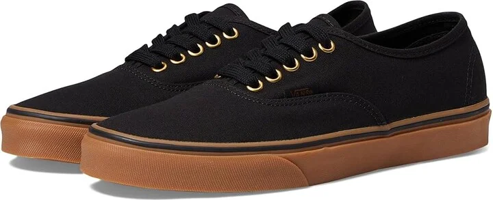 Vans Authentic Skate Shoes Black/Rubber : Men's 7 - Women's 8.5 Medium, Canvas/Leather/Suede