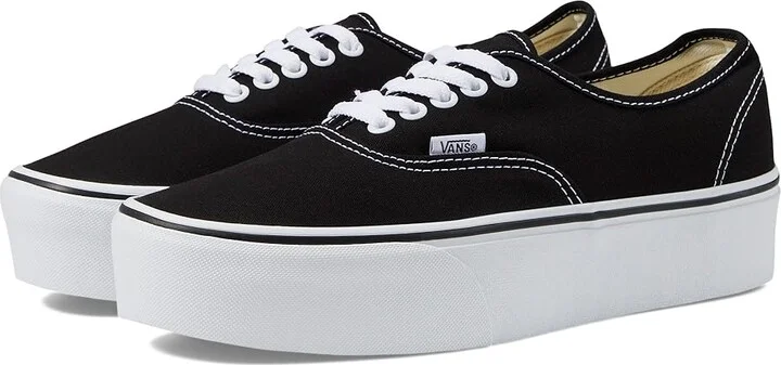 Vans Authentic Stackform Shoes Canvas Black/True White : Men's 9 - Women's 10.5 Medium, Textile