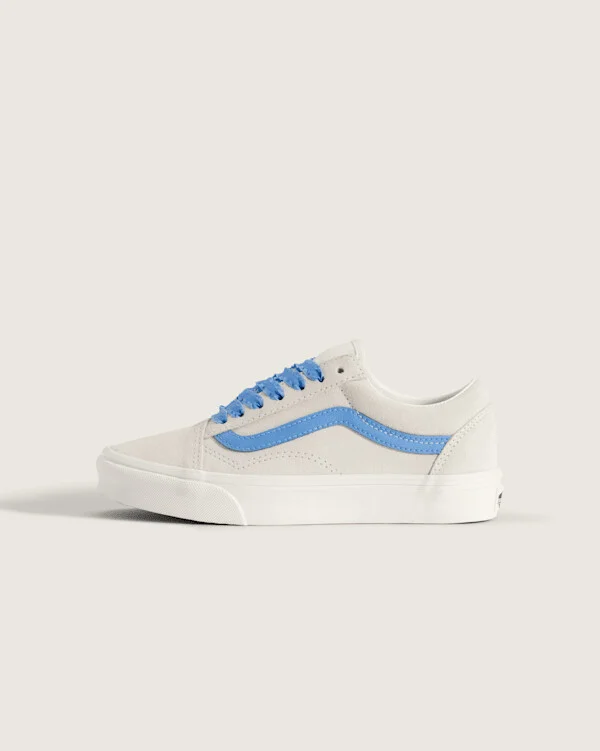 Vans Big Kids Old Skool Shoes (White / Blue) - 3.5