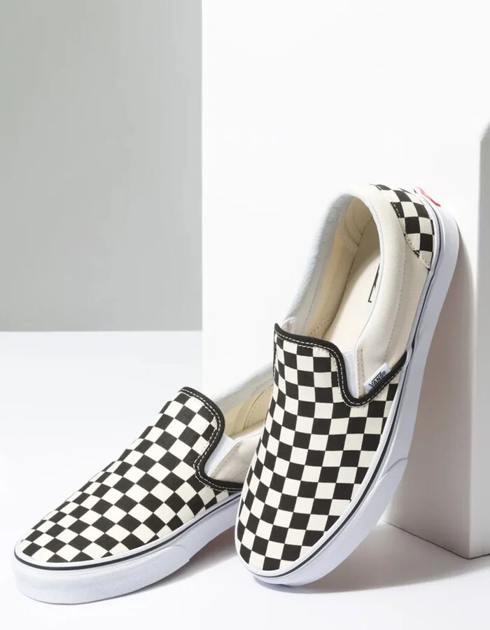 VANS Checkerboard Slip-On Black & Off White Shoes - Image 3