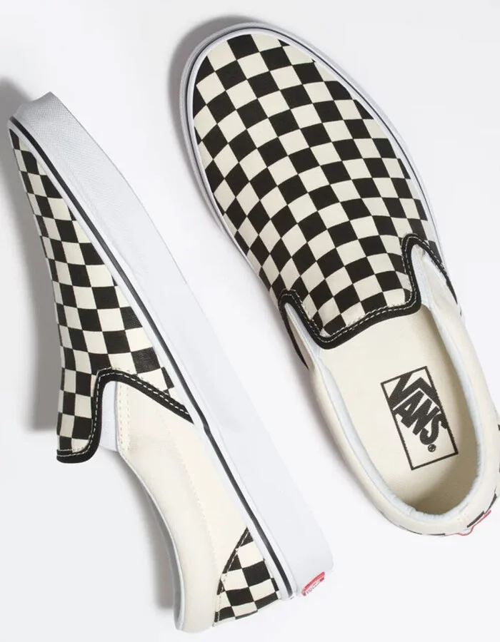 VANS Checkerboard Slip-On Black & Off White Shoes - Image 4