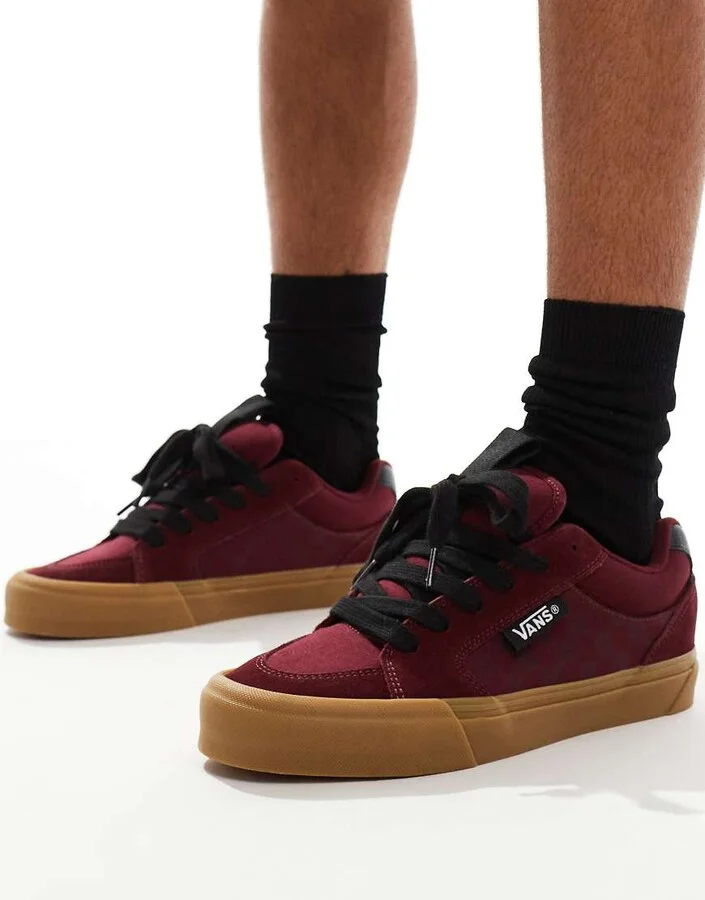 Vans Chukka Push sneakers with gum soles in checkerboard burgundy