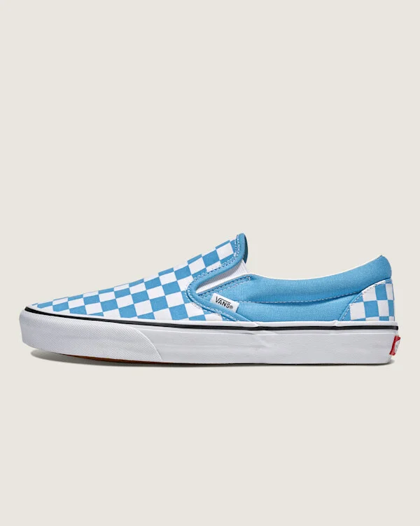 Vans Classic Slip-On Checkerboard Shoes (Heritage Blue / White) - 5.5 Boys 7.0 Women