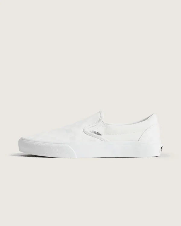 Vans Classic Slip-On Checkerboard Shoes (True White) - 3.5 Boys / 5.0 Women