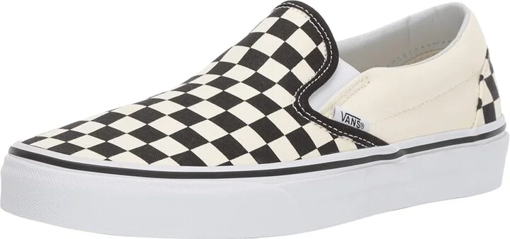 Vans Classic Slip On Checkerboard Skate Shoes Black and White Checker/White (Canvas) : Men's 6.5 - Women's 8 Medium, Canvas/Leather/Suede - Image 2